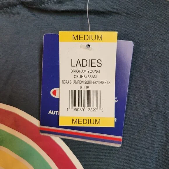 NWT Champion Tee Long Sleeve Crew Neck Brigham Young Cougers NCAA Ladies Size M - Picture 9 of 12